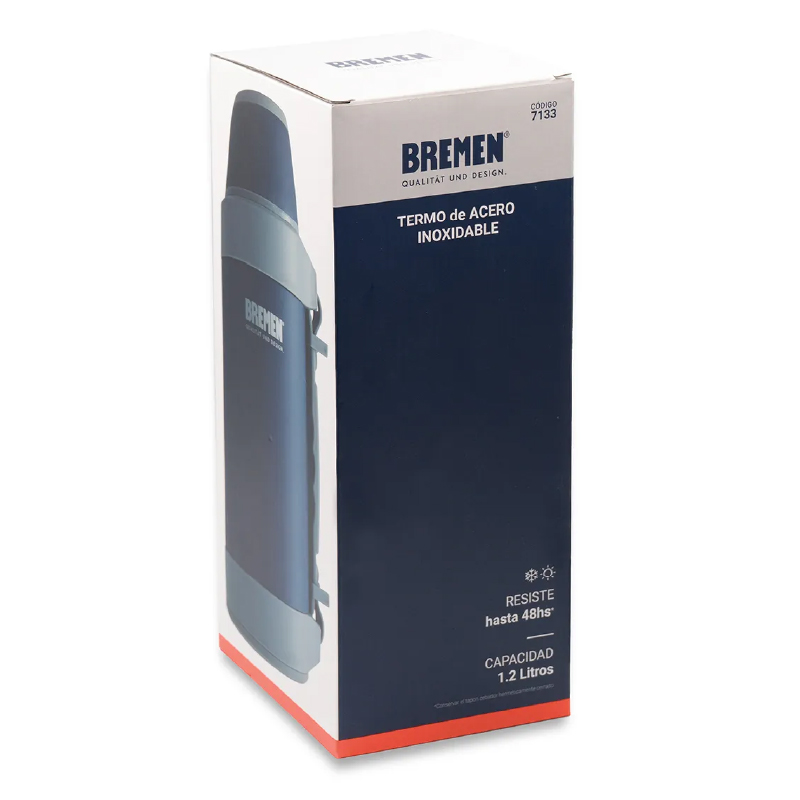 Termo Bremen 1.2 L Acero Inoxidable con Pico Cebador y Manija Ergonómica Azul