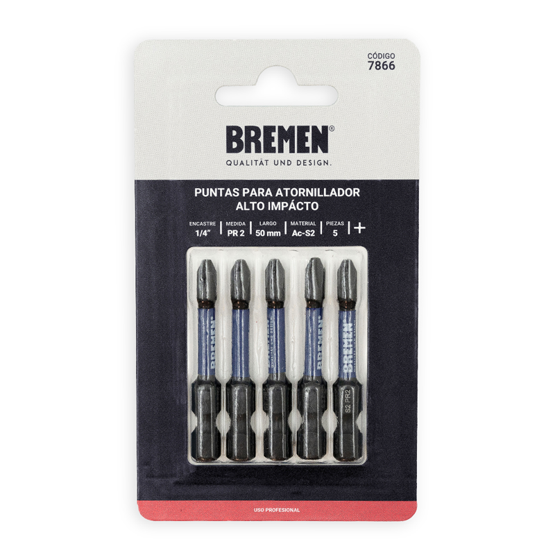 PUNTA ATORNILLADOR IMPACTO PR2 50MM MAGNÉTICA 5 UNID.